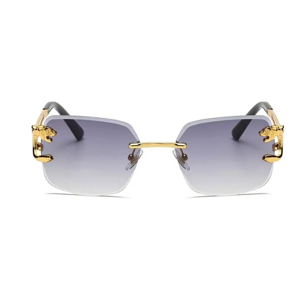 Rimless Sunglasses Gold Frame Gradient Lens Cat‎ Detail Designer Fashion Lentes